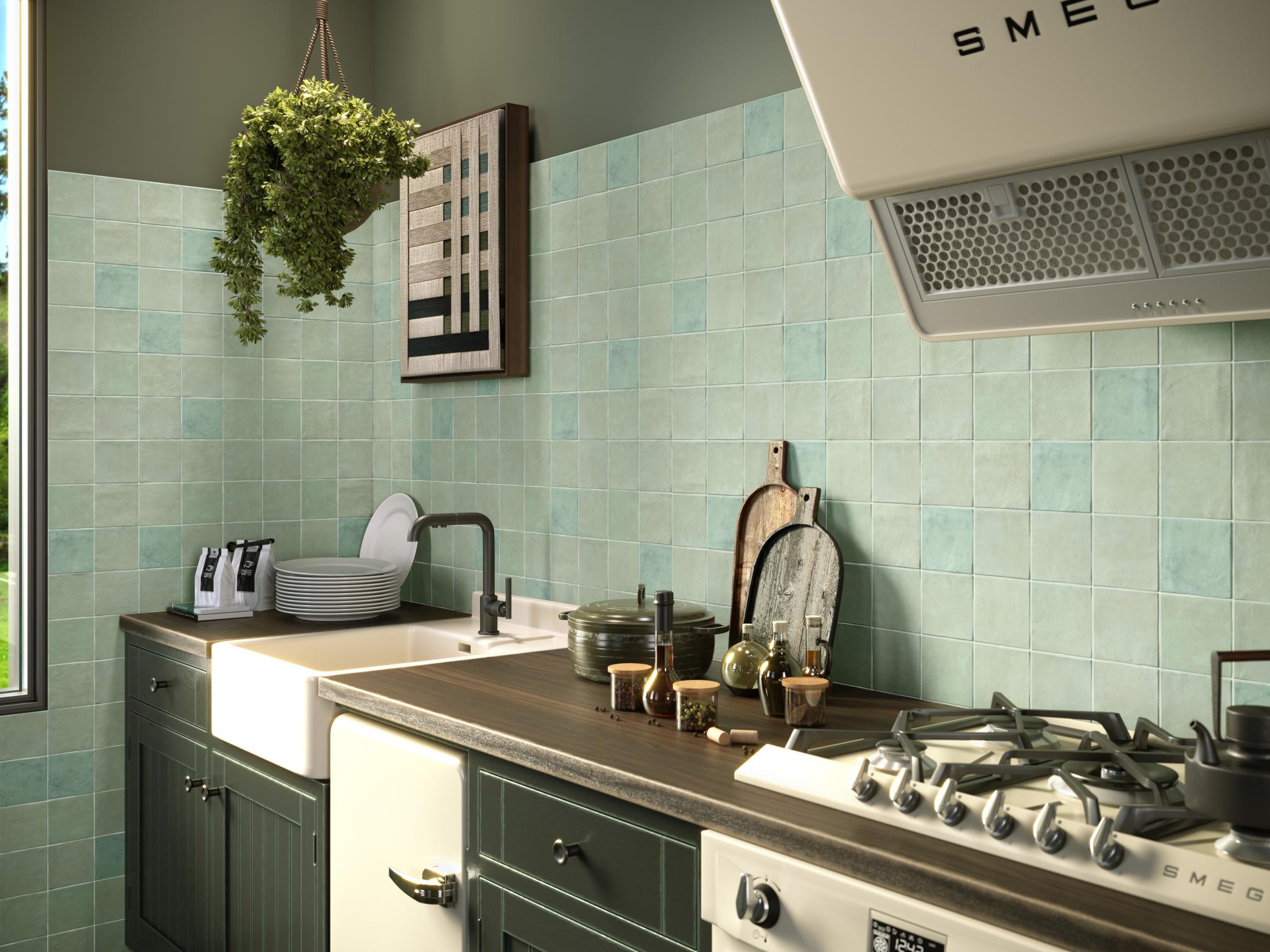 Revoir Paris Atelier Wall 10x10 cm Vert d`Eau Mat