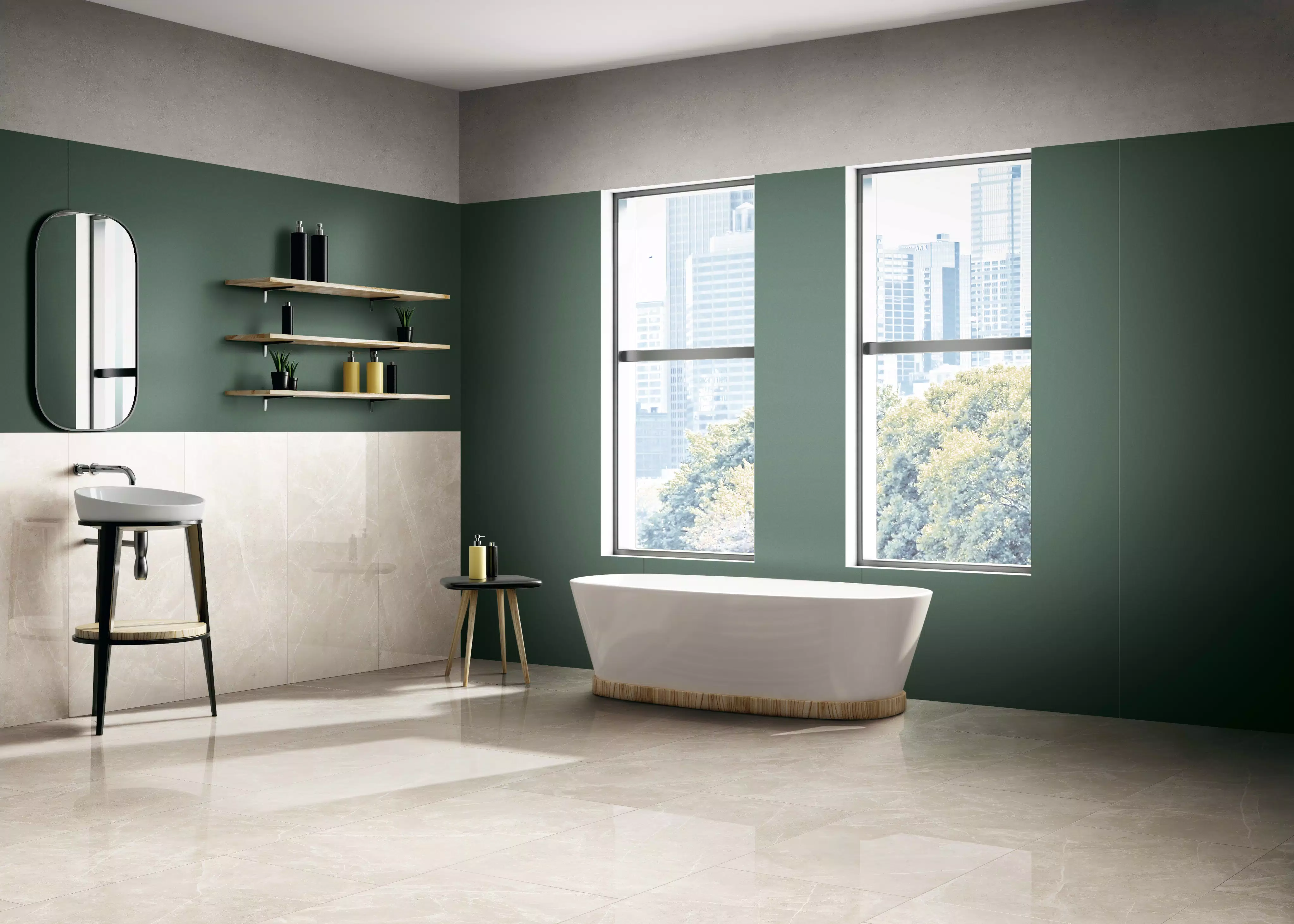 Florim Elemental Stone White Sandstone Glossy 60x120x0,9 cm Feinsteinzeug 