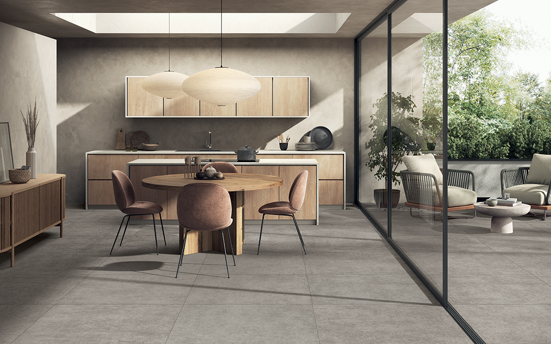 Castelvetro Terrae Silver 100x100 cm Feinsteinzeug Betonoptik R10B             