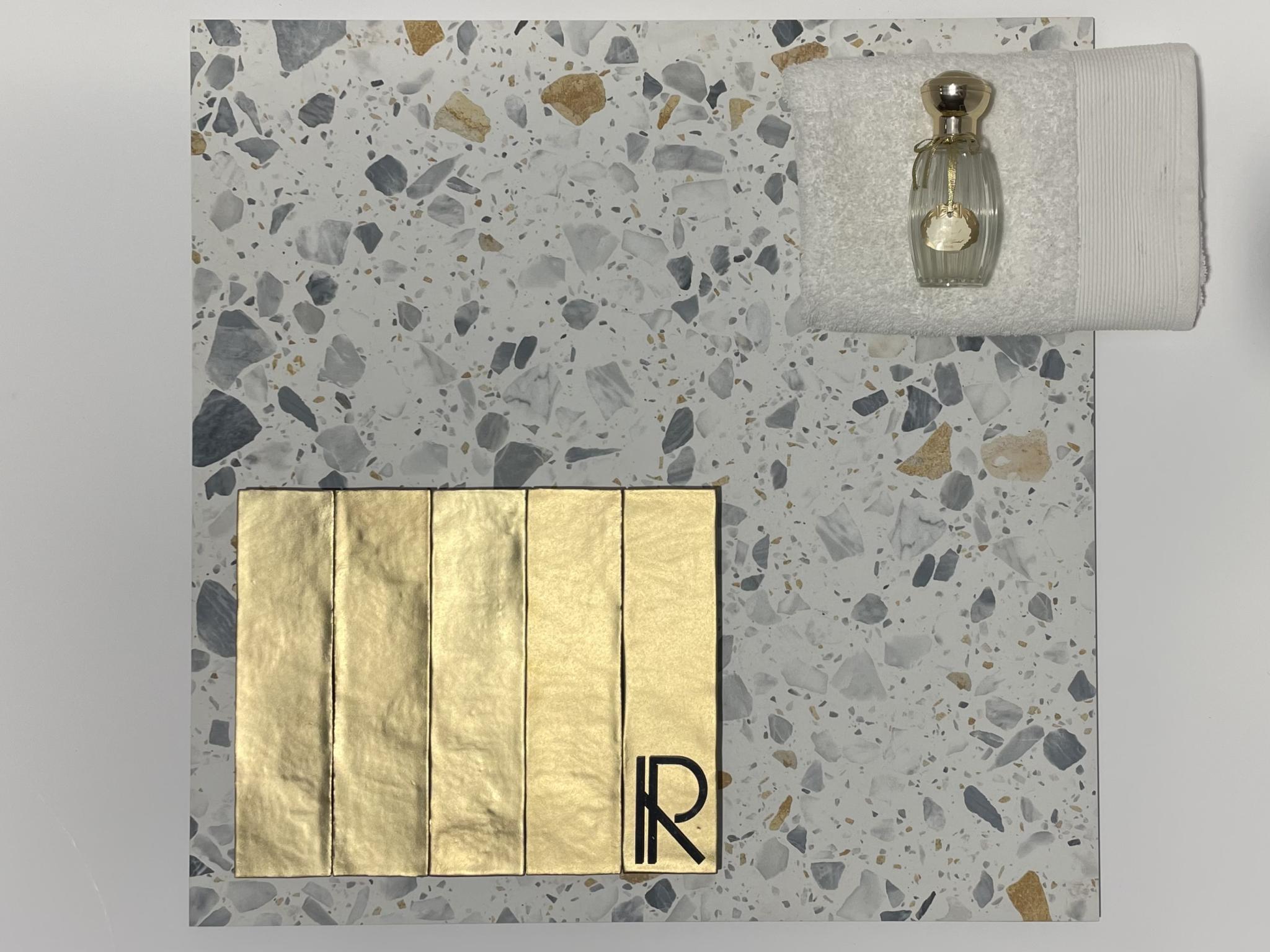 Revoir Paris Re-Bel Or 100x100 cm Terrazzo-Optik R10    