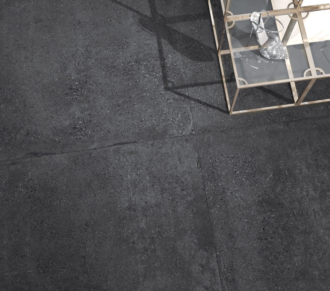 Castelvetro Konkrete Nero 100x100 cm Feinsteinzeug Zementoptik R10B       