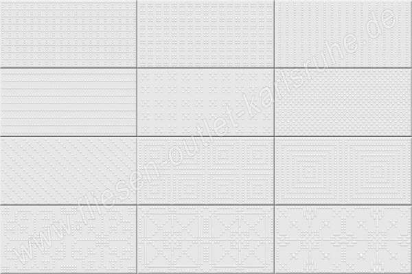 Vives Fatracci blanco 10x20 cm Relief-Dekor weiß glänzend