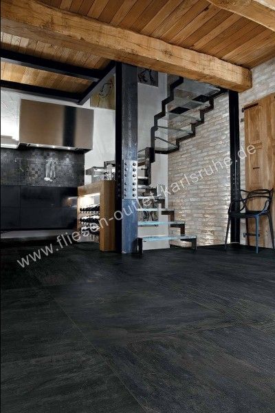 Rex Ardoise Noir 20x80 cm Matte Squadrato