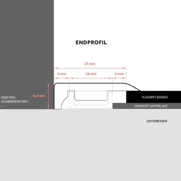 Floorify Rigid-Vinylplanken Endprofil 2000x31,4x10 mm Farbe bitte im Artikel auswählen