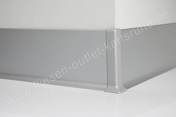 Metall-Sockelleiste H=6cm, Alu silber matt, pulverbeschichet Stab=200 cm