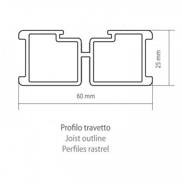 Eterno Ivica Alu Traverse 60x25 mm Länge 2000 mm